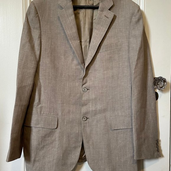 Canali Men's Single-Breasted Wool-Linen Taupe Blazer, US 36 / EU 52 - Picture 3 of 13